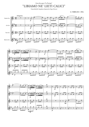 "Libiamo ne' lieti calici" (Brindisi) for Saxophone Quartet (SATB)
