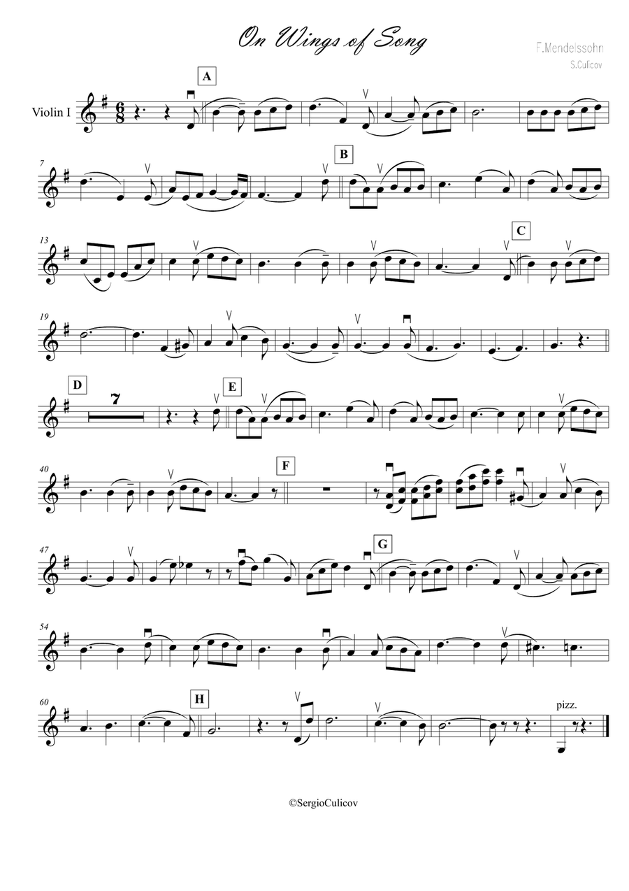 On Wings of Song Violin Solo scores gallery preview page 1