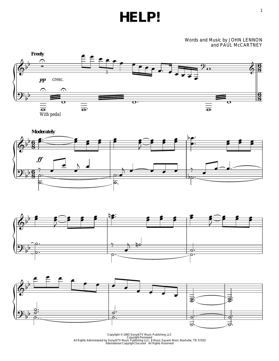 Help! Piano Solo scores gallery preview page 1