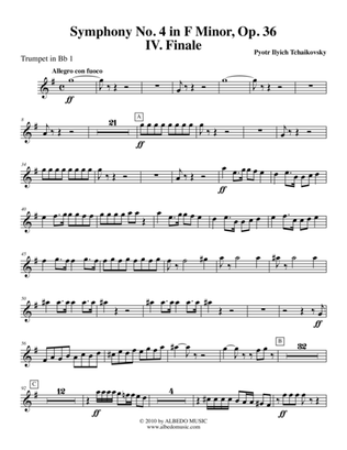 Book cover for ‪Tchaikovsky‬ Symphony No. 4, Movement IV - Trumpet in Bb 1 (Transposed Part), Op. 36