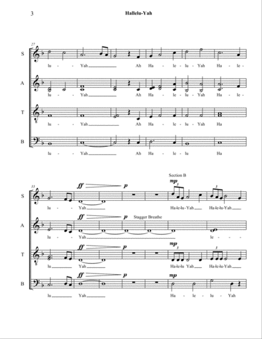 Hallelu-Yah 4-Part scores gallery preview page 3