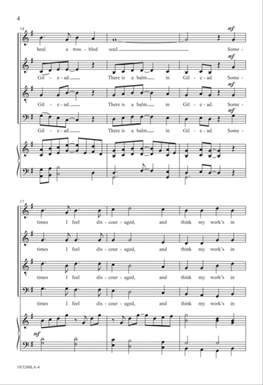 There Is a Balm in Gilead 4-Part scores gallery preview page 4