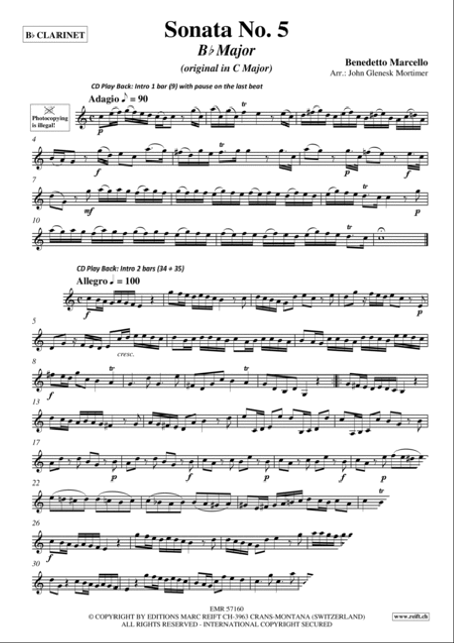 Sonata No. 5 Clarinet Solo scores gallery preview page 3