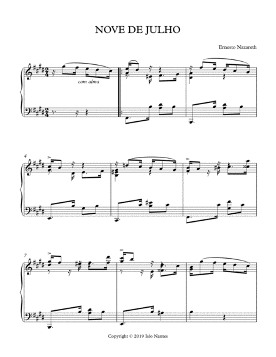 NOVE DE JULHO Piano Solo scores gallery preview page 1