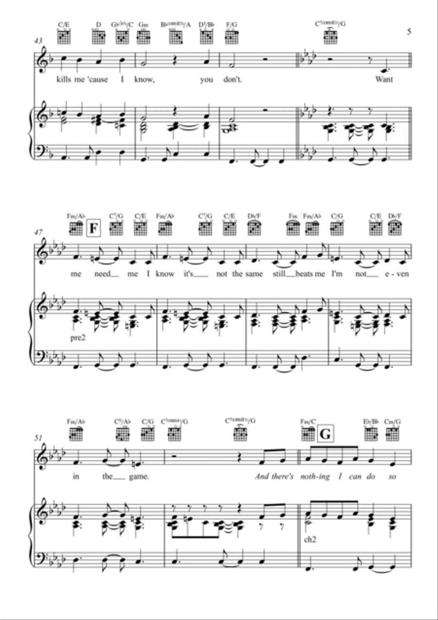 Piece Of You Piano, Vocal, Guitar scores gallery preview page 5