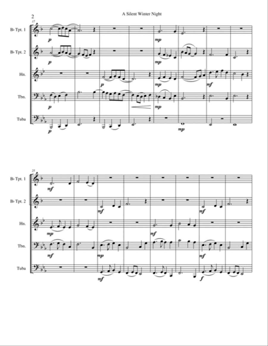 A Silent Winter Night A Silent Winter Night Brass Ensemble scores gallery preview page 2