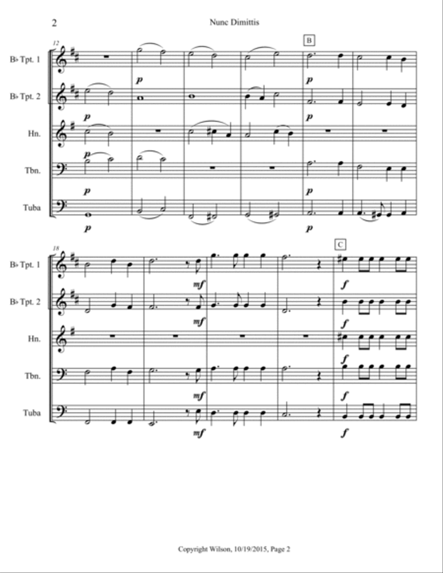Two Sacred Songs Brass Quintet scores gallery preview page 3