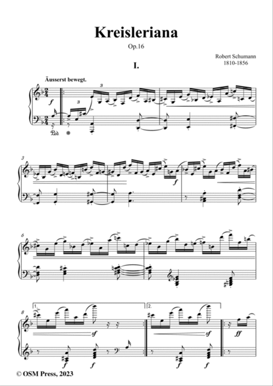 Schumann-Kreisleriana,Op.16,in d minor,for Piano Piano Solo scores gallery preview page 2