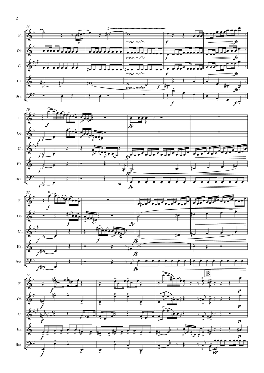 Grieg: Holberg Suite Op.40 - wind quintet Woodwind Quintet scores gallery preview page 2