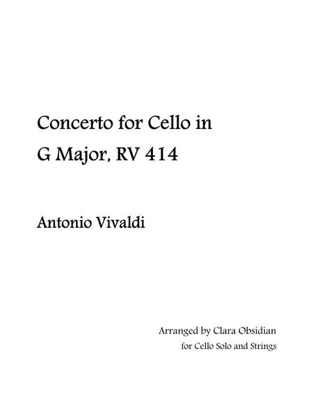 A. Vivaldi: Cello Concerto in G Major, RV. 414 image number null