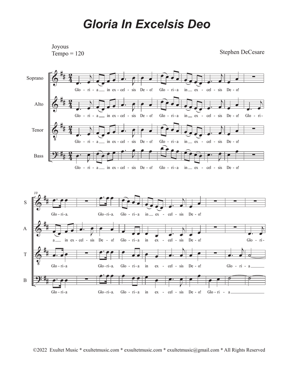 Gloria In Excelsis Deo (SATB) 4-Part scores gallery preview page 1