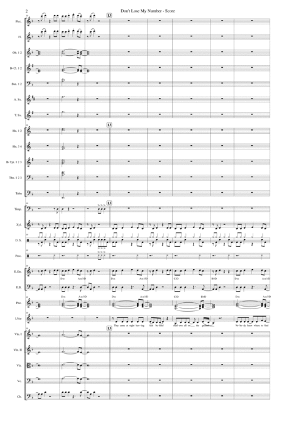 Don't Lose My Number Full Orchestra scores gallery preview page 2