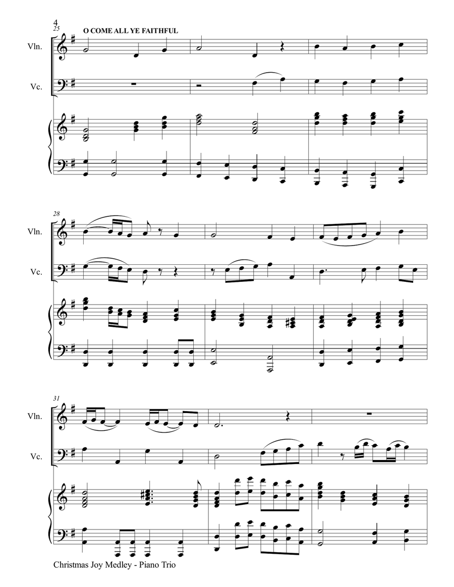CHRISTMAS JOY MEDLEY (Trio – Violin, Cello & Piano with Parts) Piano Trio scores gallery preview page 5