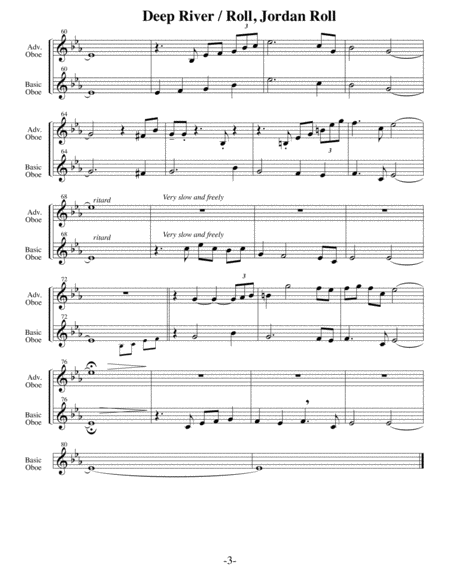 Deep River with Roll Jordan Roll (Arrangements Level 2-5 for OBOE + Written Acc) Hymn image number null