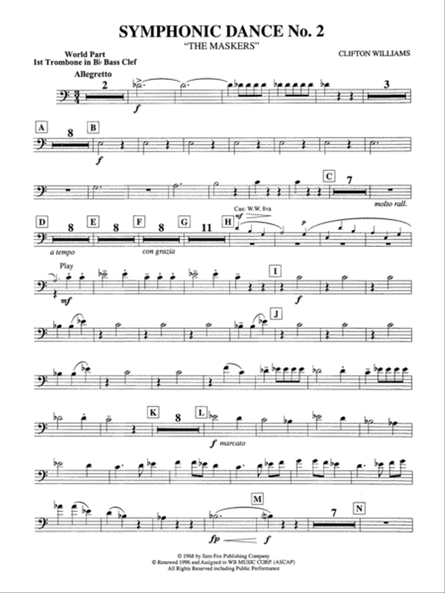 Symphonic Dance No. 2: (World Part) 1st B-flat Trombone B.C. Concert Band scores gallery preview page 1