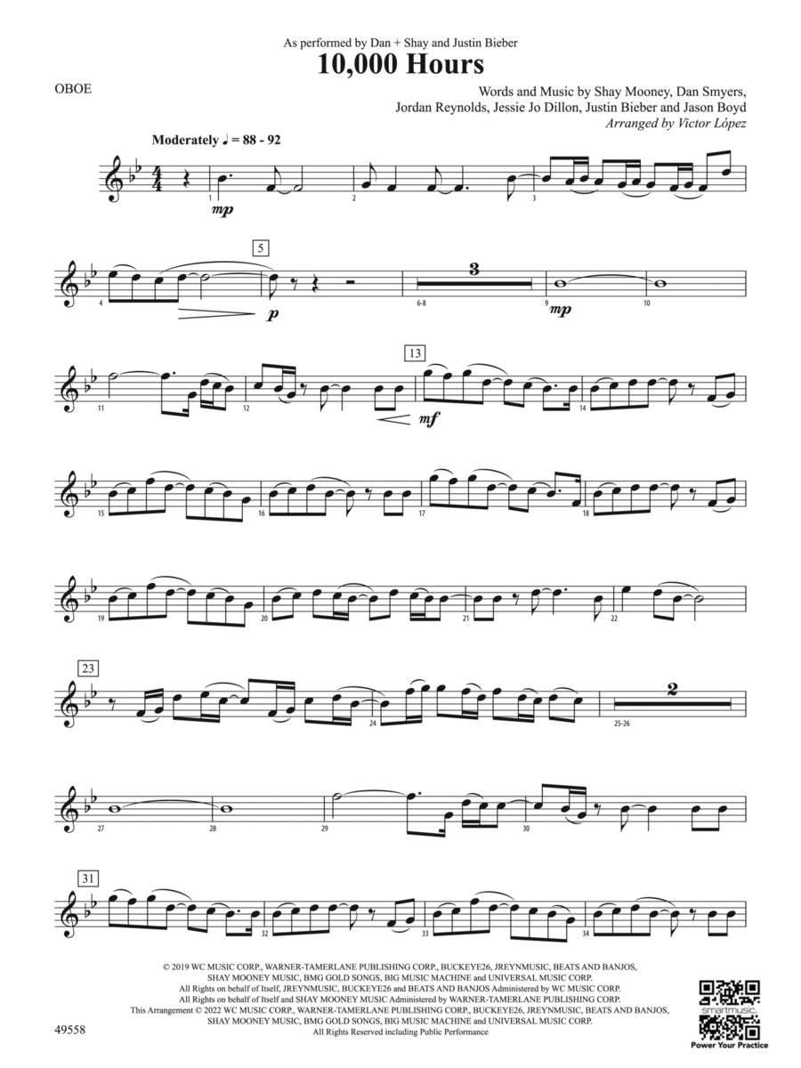 10,000 Hours: Oboe 10,000 Hours: Oboe Concert Band scores gallery preview page 1