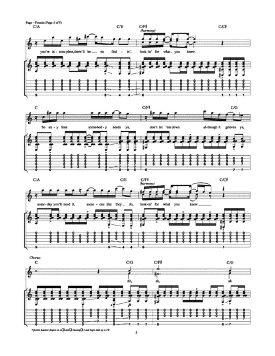 Friends Friends Guitar Tablature scores gallery preview page 5