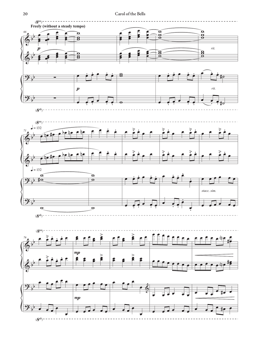Carol of the Bells (Piano Duet) Piano Duet scores gallery preview page 6