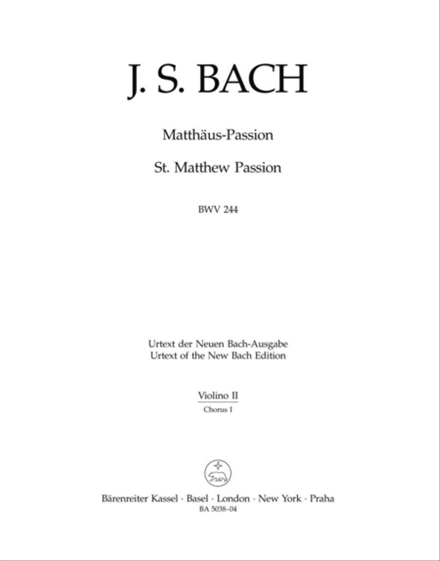Matthaus-Passion BWV 244 Matthaus-Passion BWV 244 Choir scores gallery preview page 1
