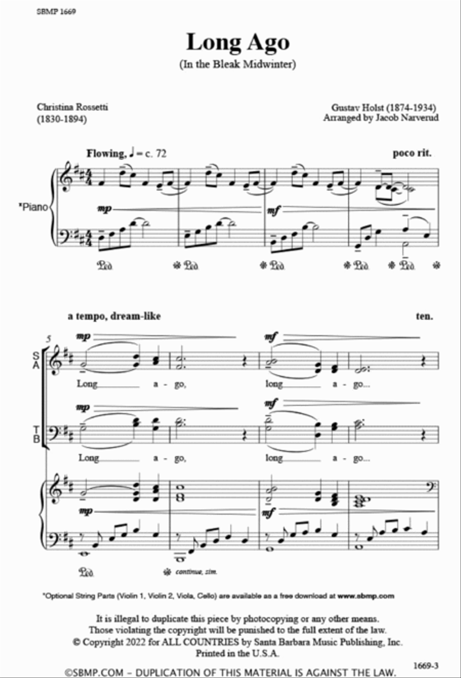 Long Ago (In the Bleak Midwinter) 4-Part scores gallery preview page 2