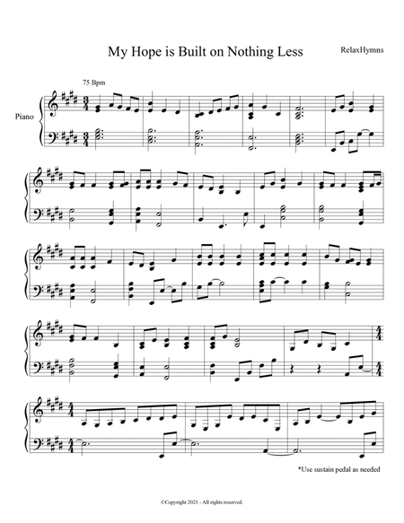 PIANO - My Hope is Built on Nothing Less (Piano Hymns Sheet Music PDF) image number null