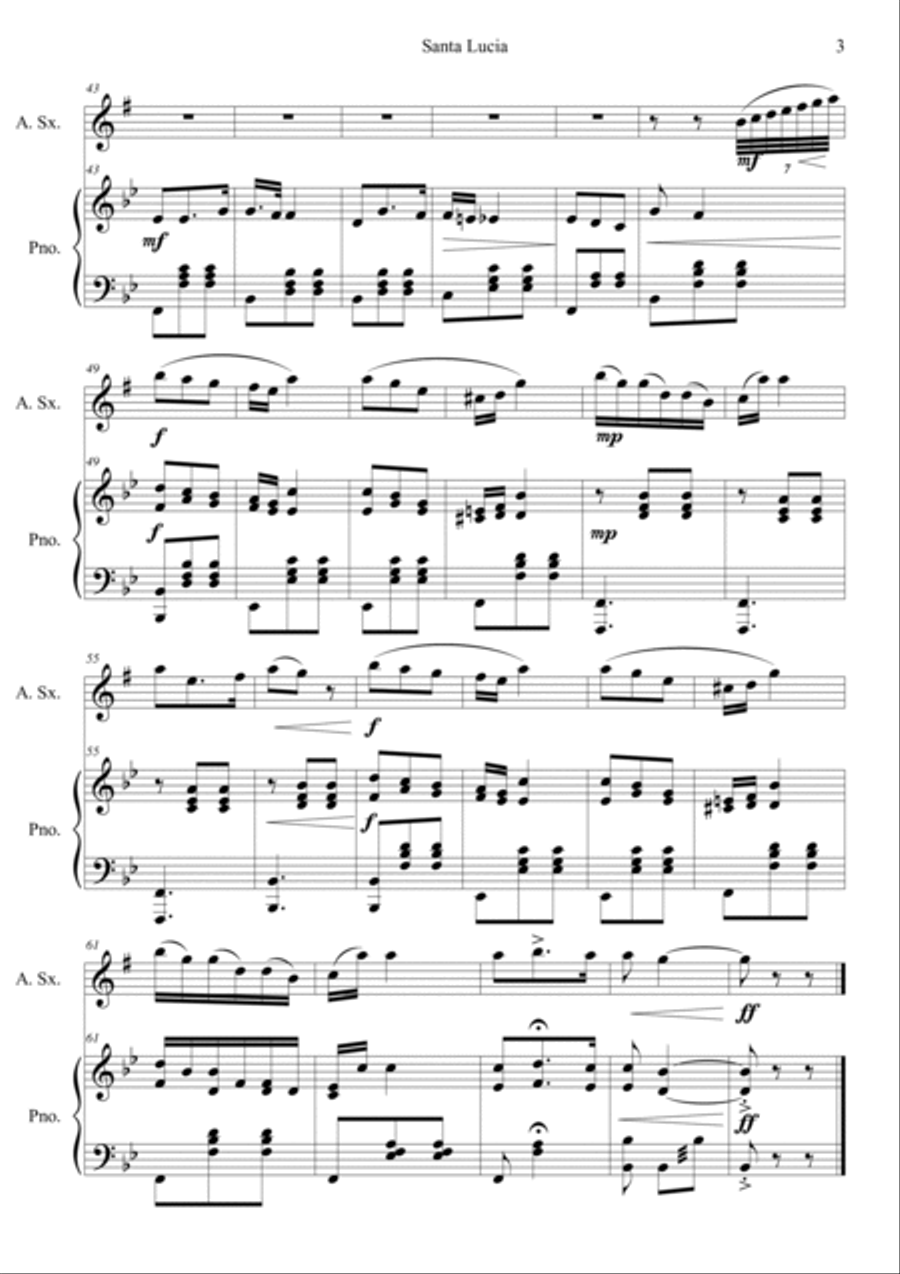 Santa Lucia Alto Saxophone scores gallery preview page 3