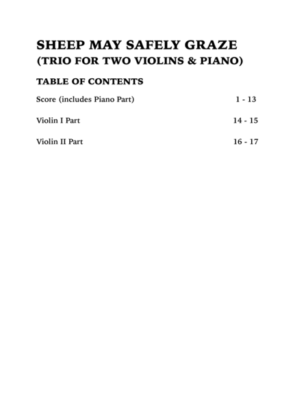 Sheep May Safely Graze (Bach): Trio for Two Violins and Piano image number null