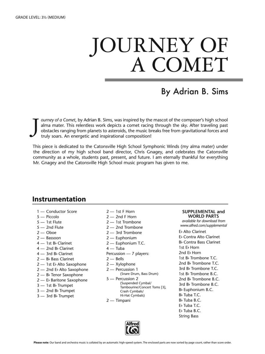 Journey of a Comet: Score Concert Band scores gallery preview page 1