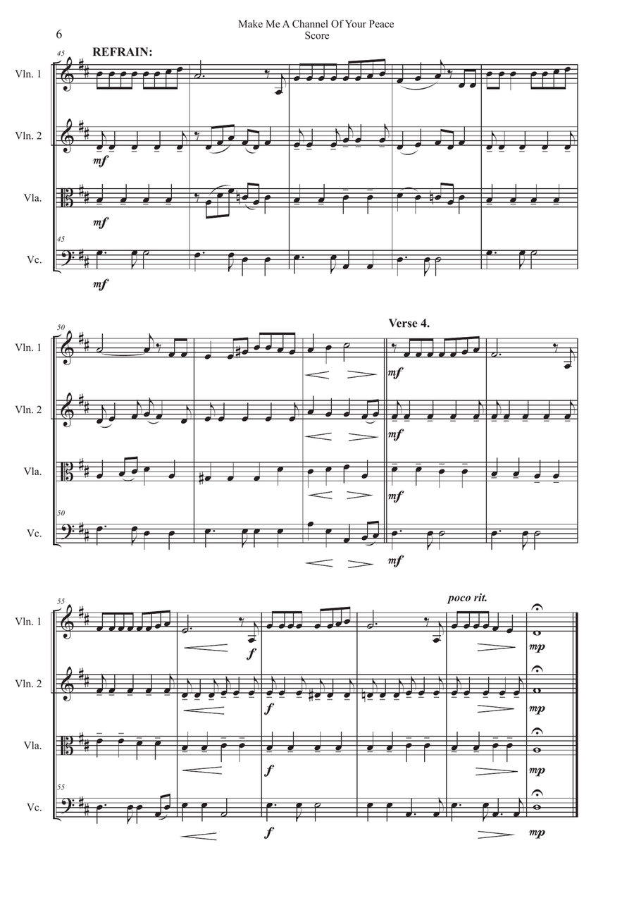 Make Me A Channel Of Your Peace (prayer Of St. Francis) String Quartet scores gallery preview page 6