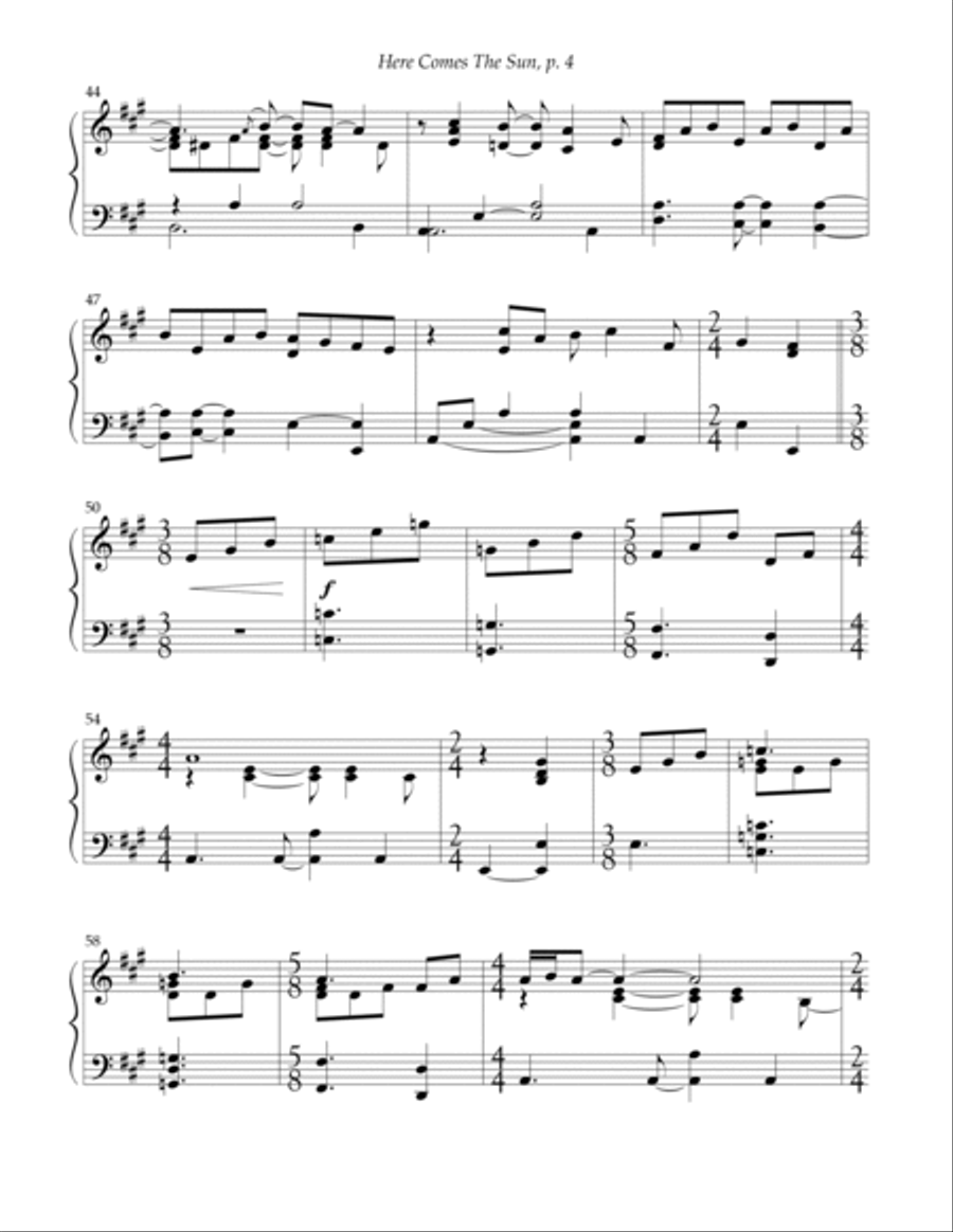 Here Comes The Sun Piano Solo scores gallery preview page 4