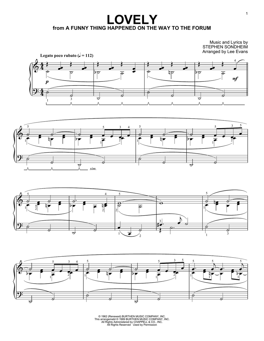 Lovely (from A Funny Thing Happened On The Way To The Forum) (arr. Lee Evans)