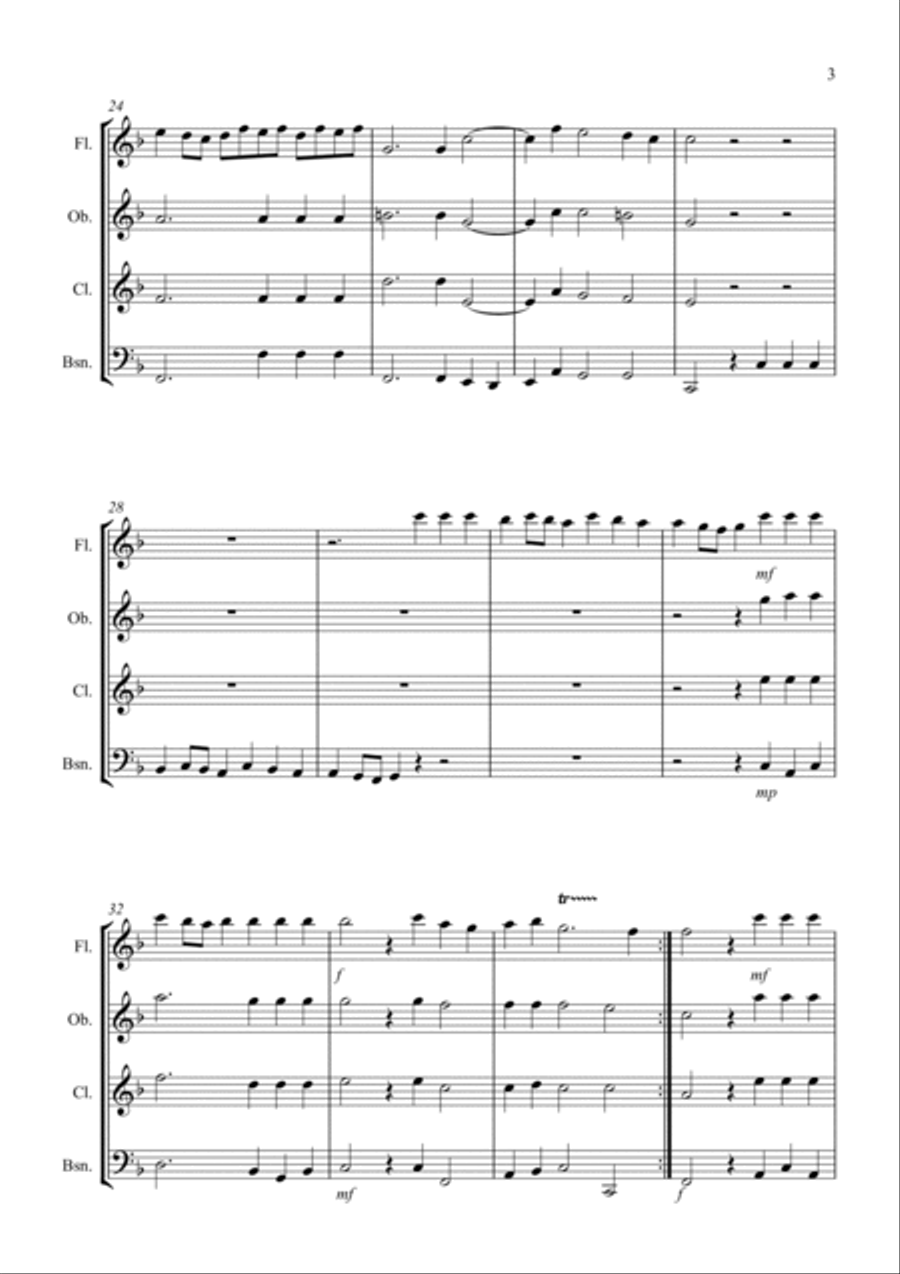 Hornpipe from Handel's Water Music for Wind Quartet Woodwind Quartet scores gallery preview page 3