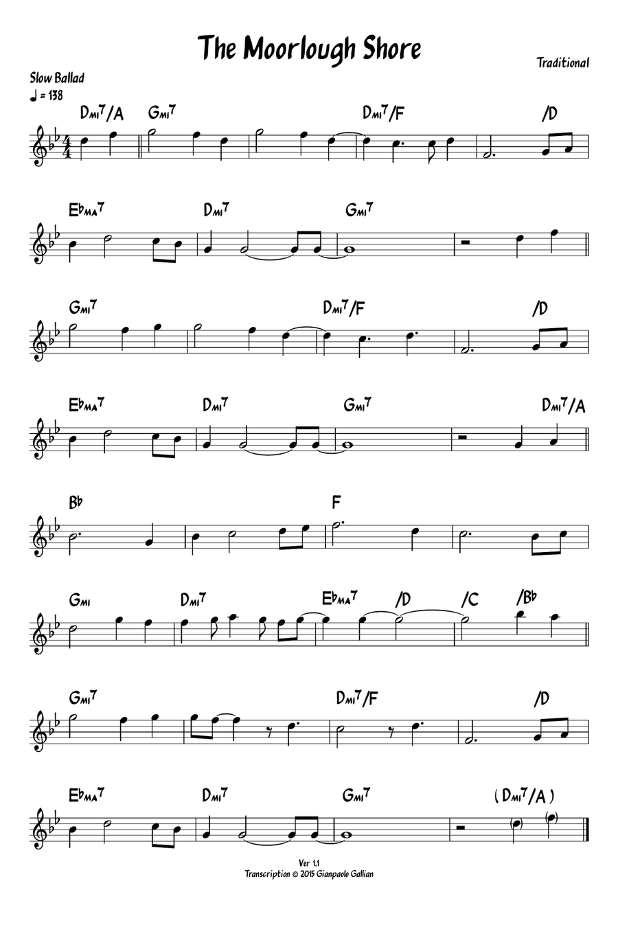 The Moorlough Shore The Moorlough Shore Piano scores gallery preview page 1