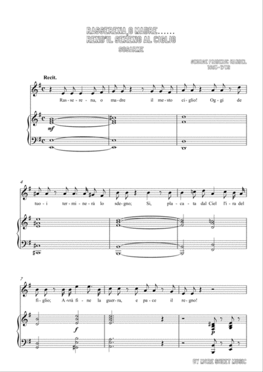 Handel-Rasserena,o Madre…Rend'il sereno al ciglio in e minor,for Voice and Piano Voice Solo scores gallery preview page 3