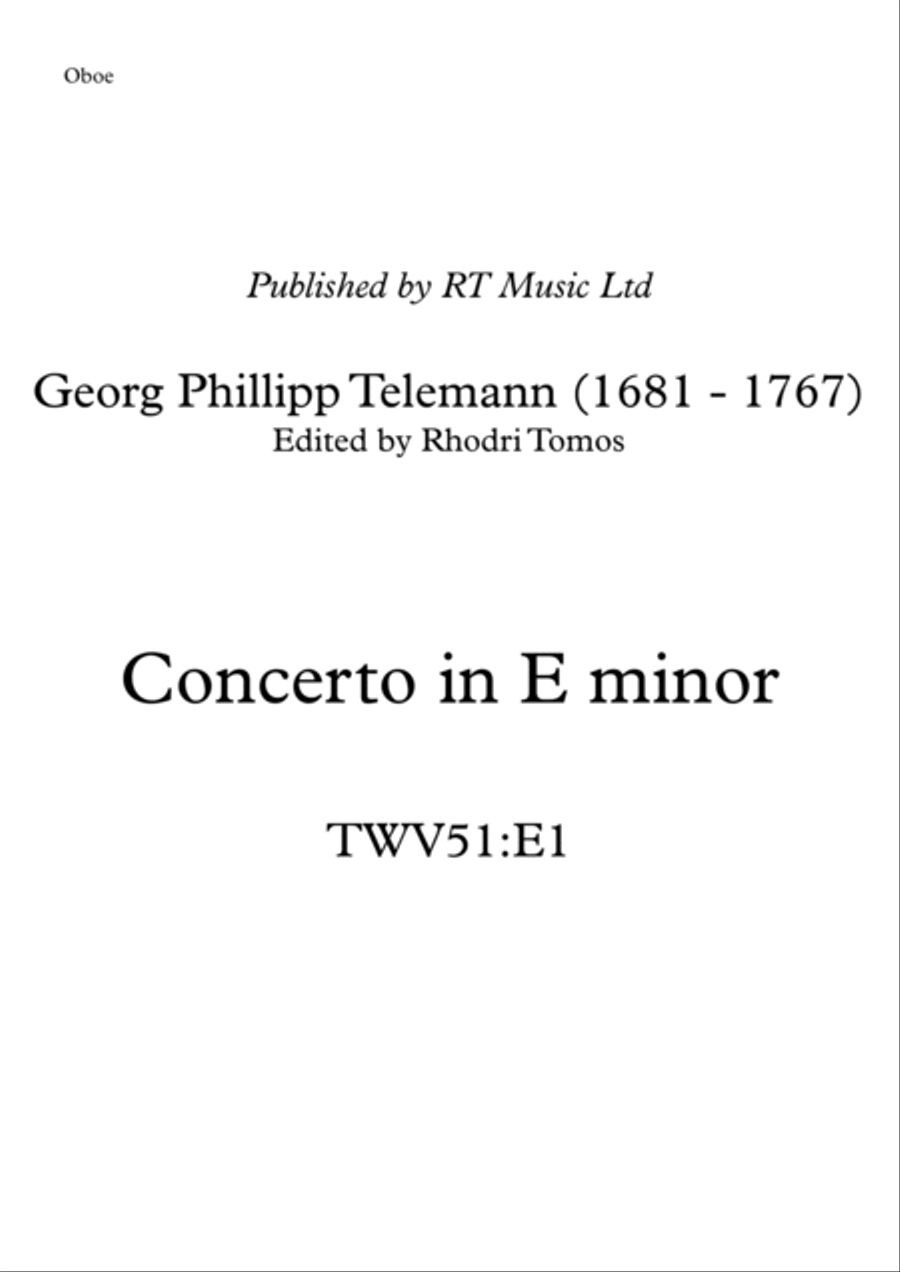 Telemann Concerto in E minor (TWV51:E1). Solo parts for oboe and trumpets. Oboe scores gallery preview page 1
