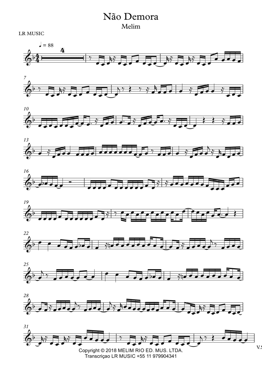 Nao Demora Trumpet Solo scores gallery preview page 1