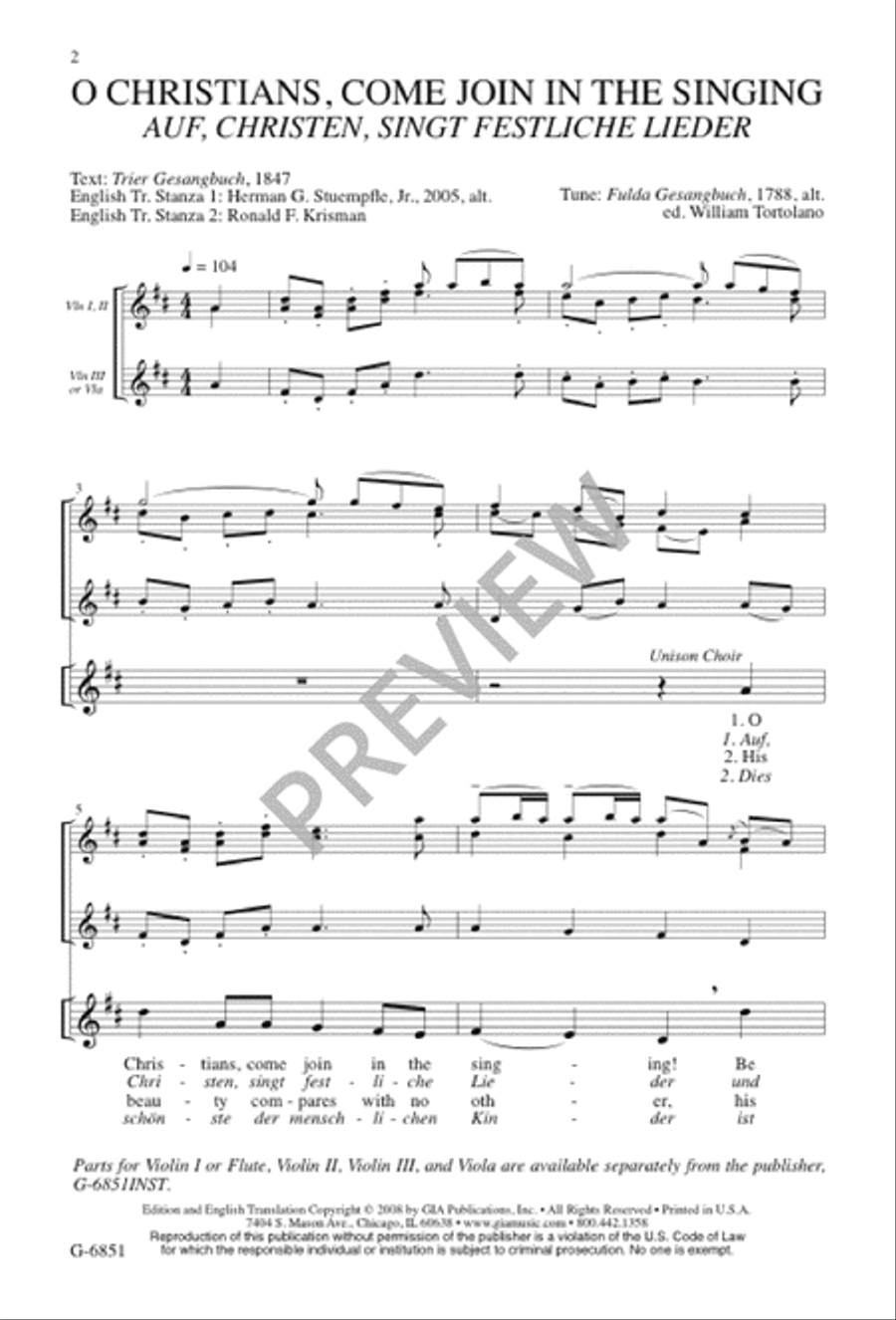 O Christians, Come Join in the Singing Unison Choir scores gallery preview page 2