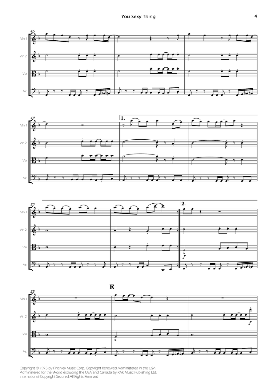 You Sexy Thing You Sexy Thing String Quartet scores gallery preview page 6