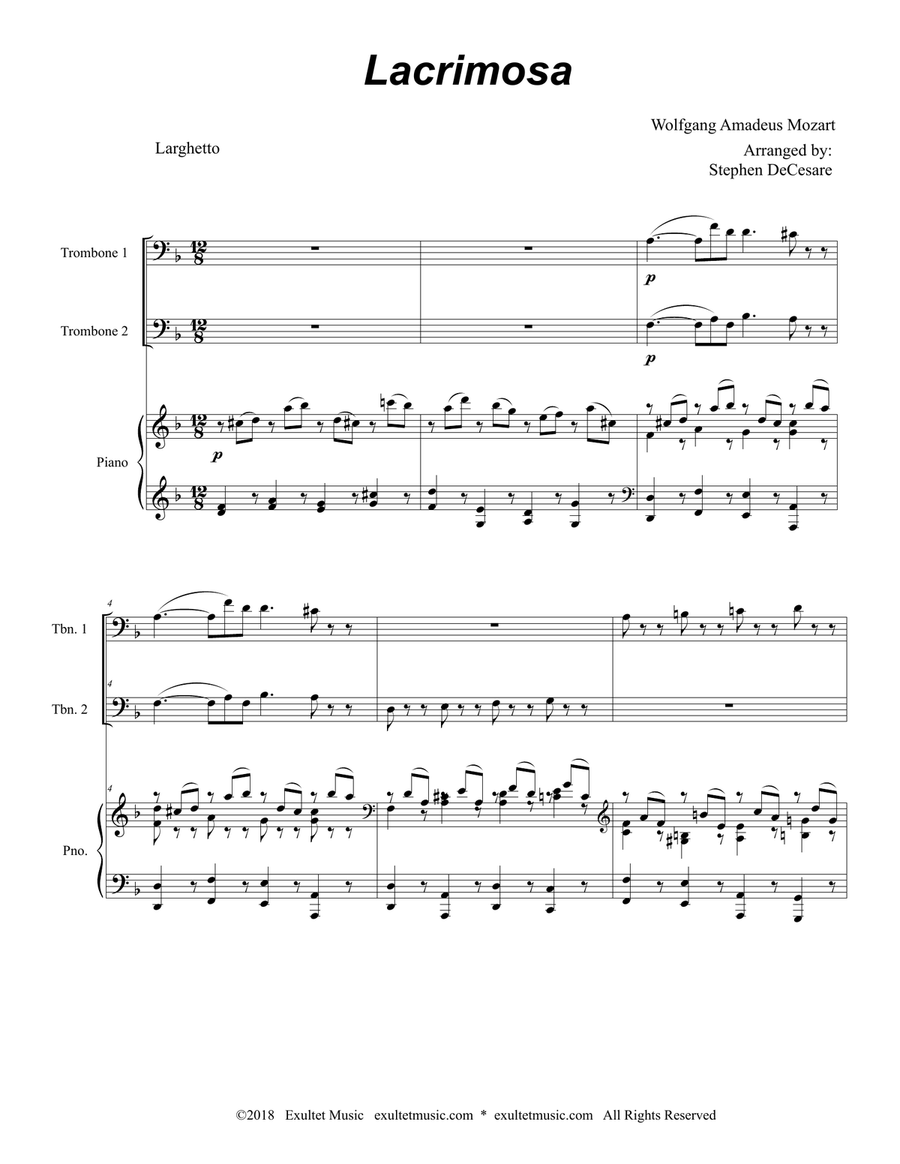 Lacrimosa (Trombone Duet) Trombone Duet scores gallery preview page 1