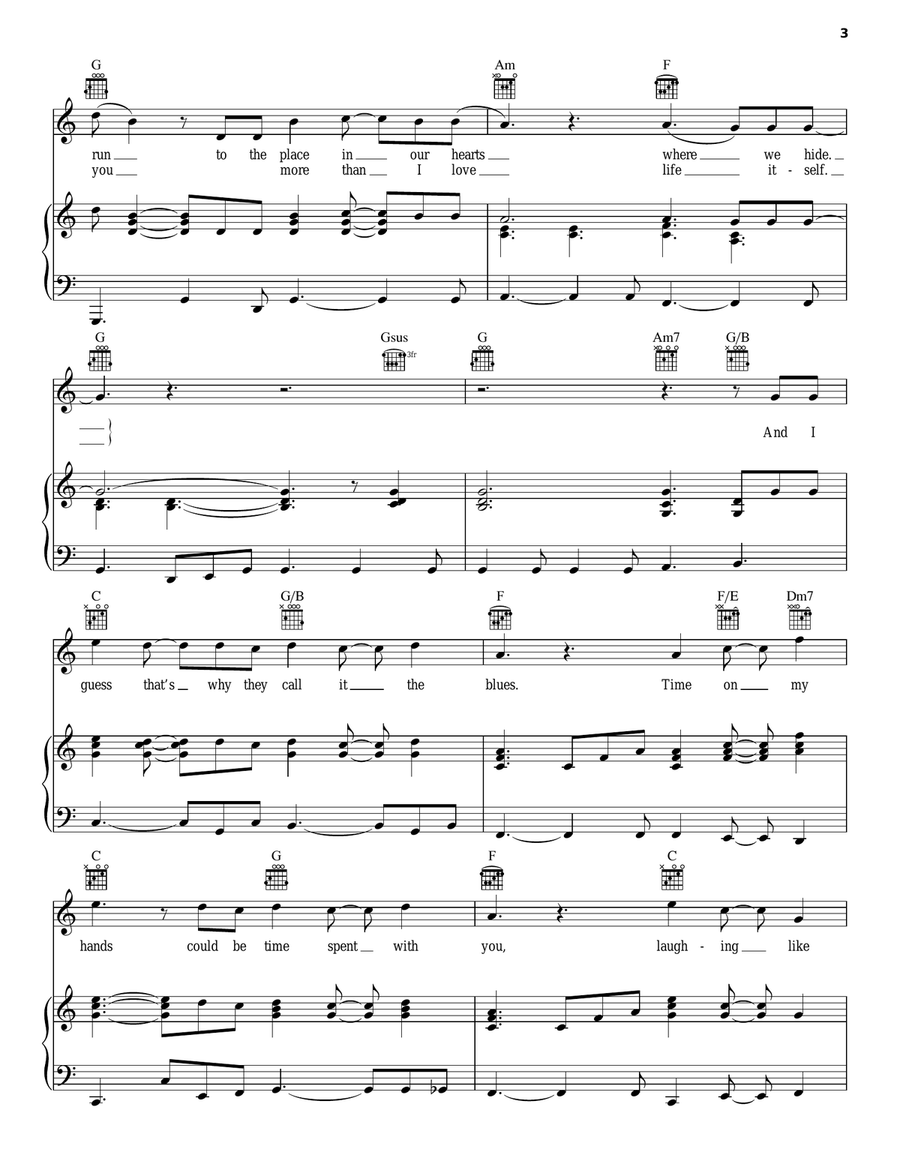 I Guess That's Why They Call It The Blues Piano, Vocal, Guitar scores gallery preview page 3