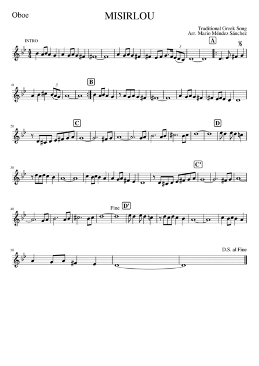 Misirlou - Traditional Greek Song, for Oboe and Piano Piano scores gallery preview page 2