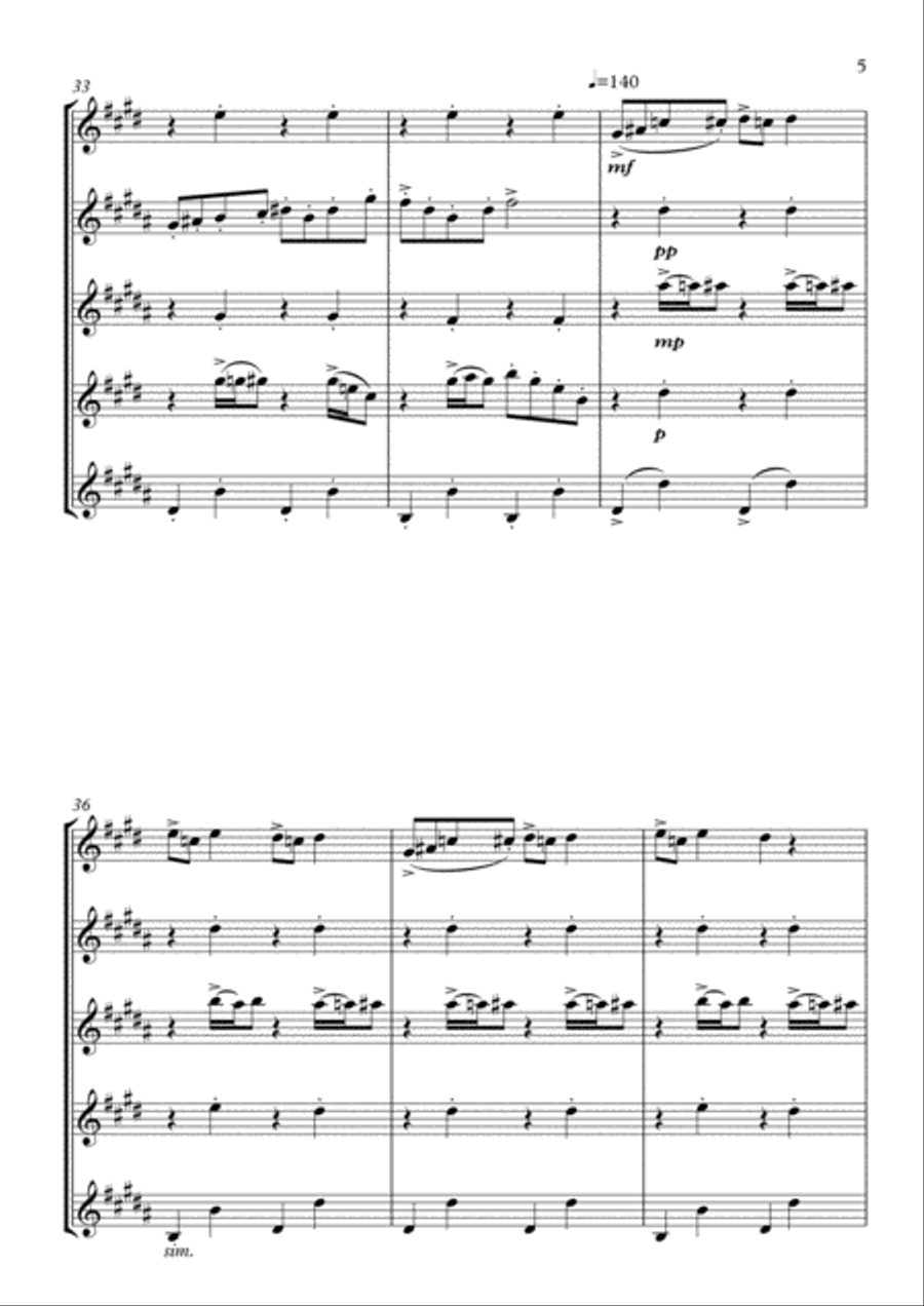 In The Hall Of The Mountain King Saxophone Quintet scores gallery preview page 5