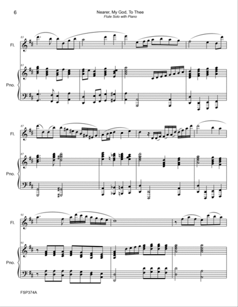 NEARER MY GOD TO THEE - FLUTE SOLO with Piano Accompaniment Flute Solo scores gallery preview page 6