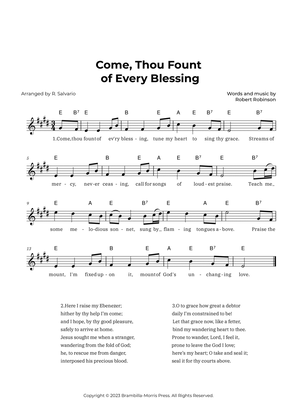 Come Thou Fount of Every Blessing (Key of E Major)