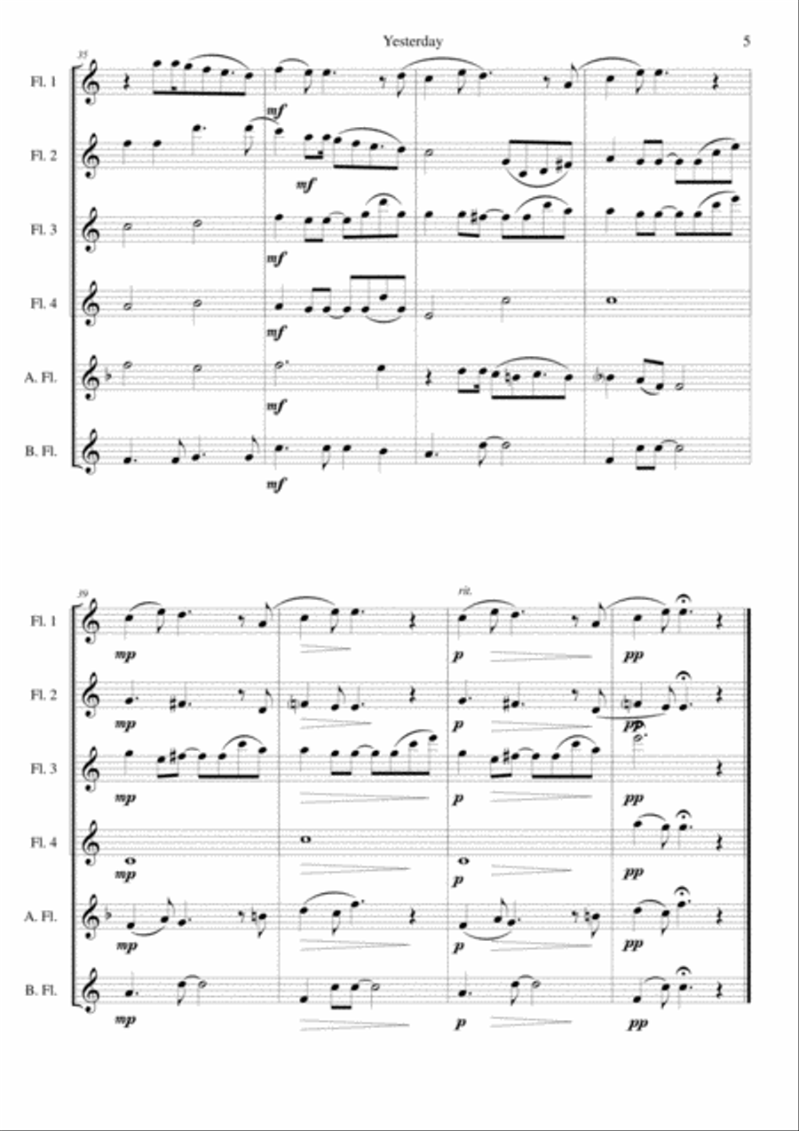 Yesterday Woodwind Ensemble scores gallery preview page 5