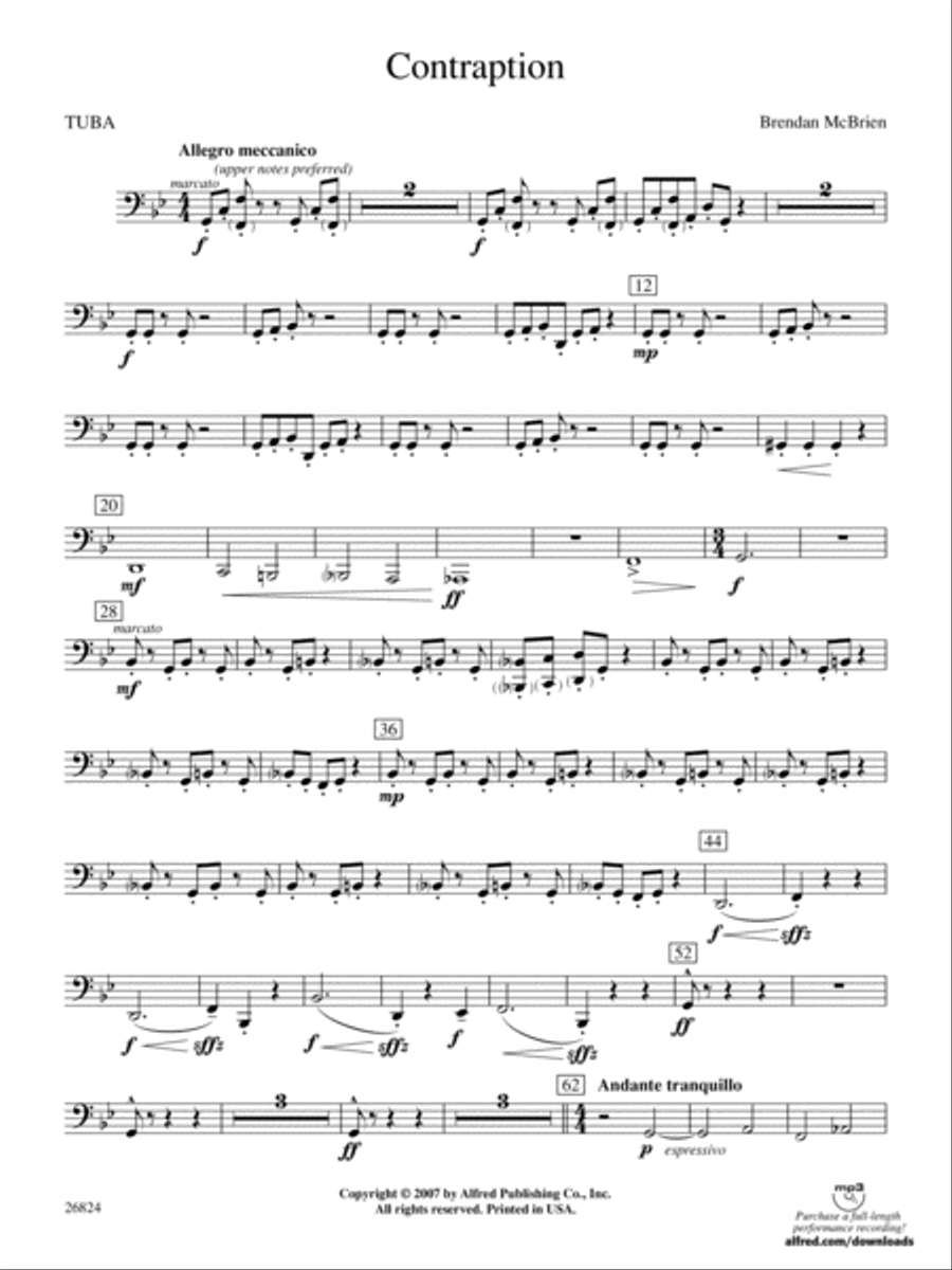 Contraption: Tuba Concert Band scores gallery preview page 1