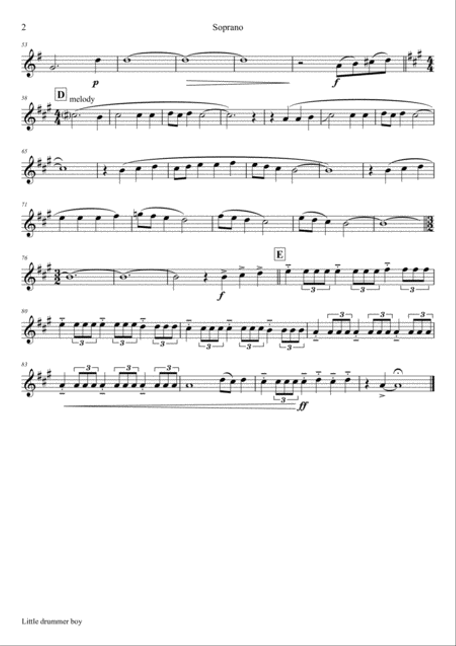 The Little Drummer Boy Saxophone Quartet scores gallery preview page 6