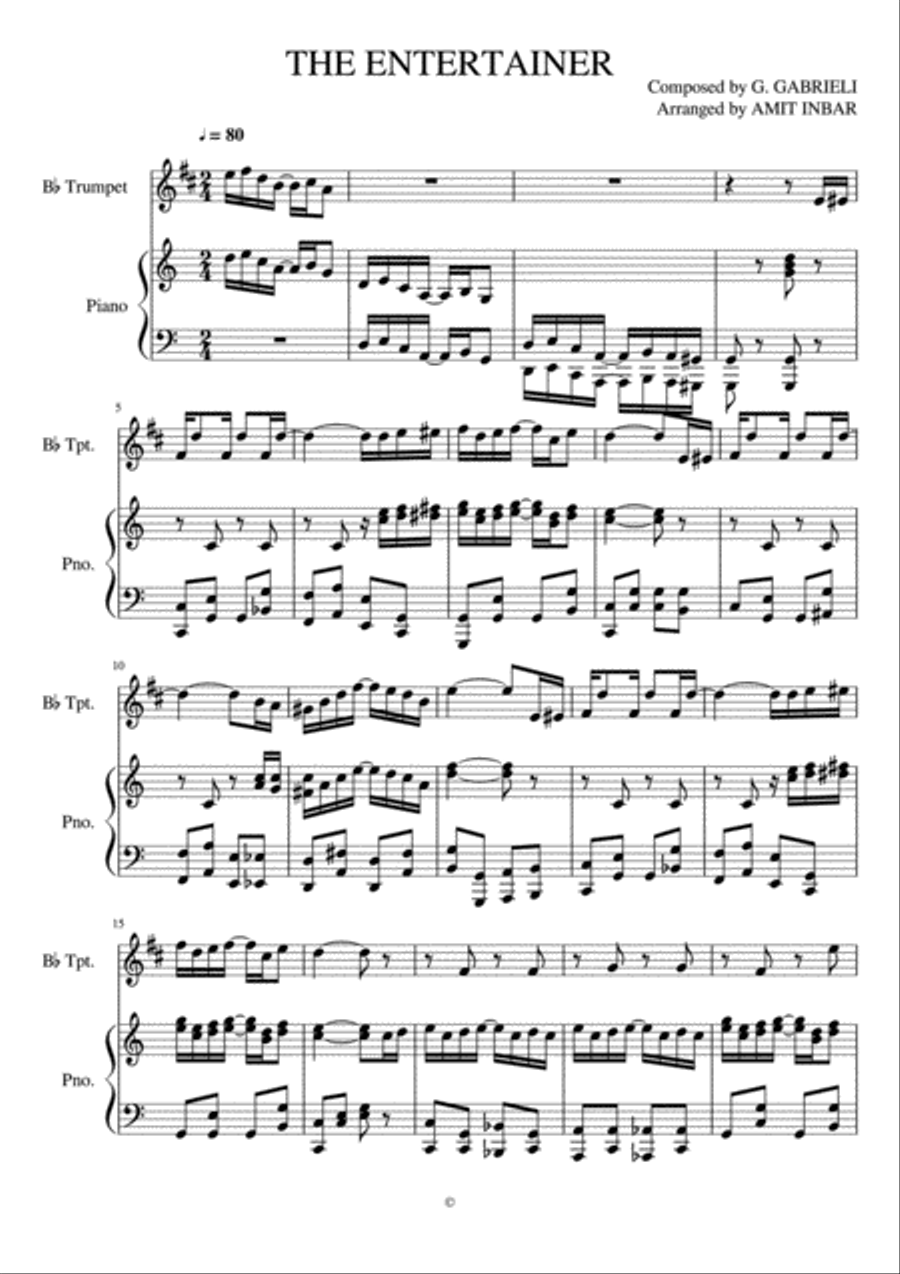 The entertainer Trumpet Solo scores gallery preview page 1