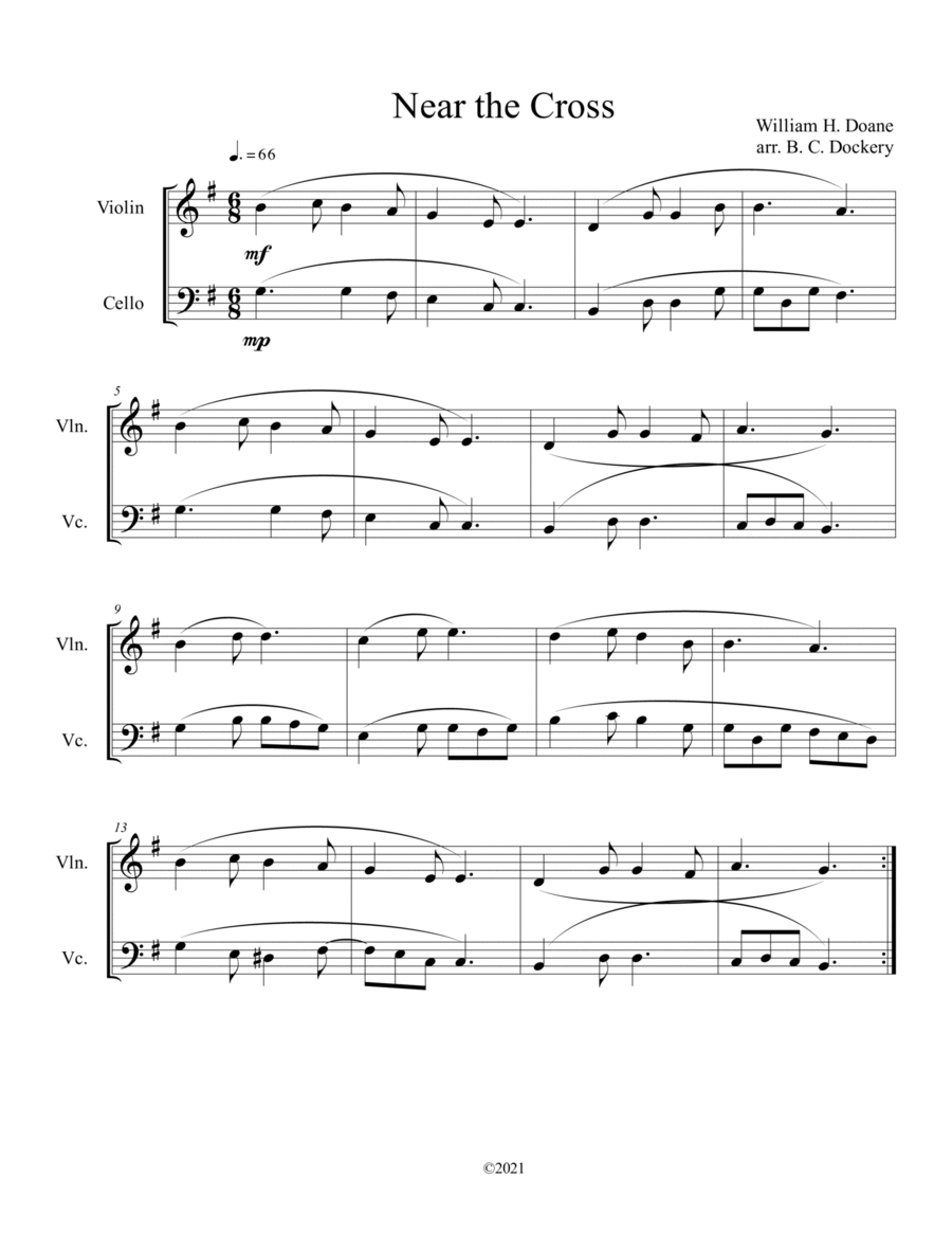 Near the Cross (violin and cello duet) String Duet scores gallery preview page 1