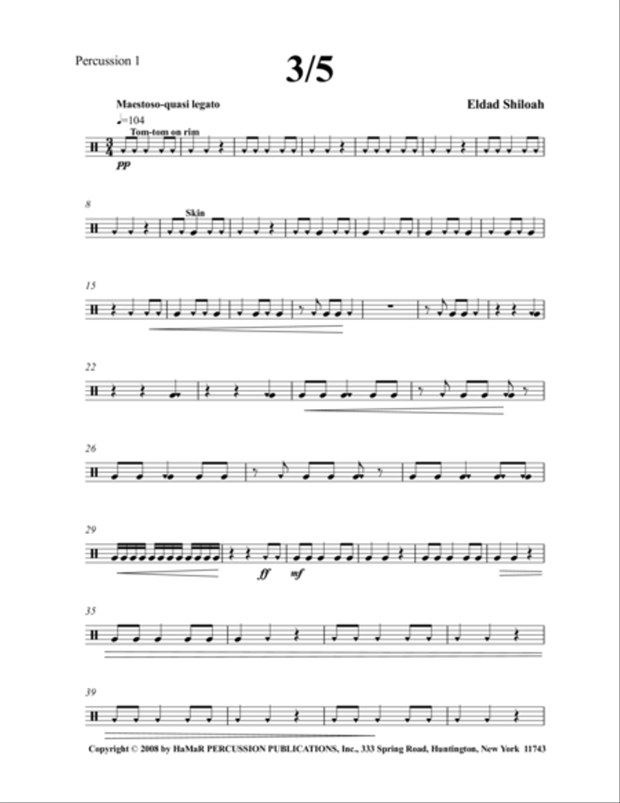 3/5 Percussion Quintet Percussion scores gallery preview page 1